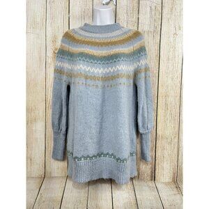 J‎ Crew Women Fair Isle Nordic Sweater XS Blue Cottagecore Academia Preppy Cozy